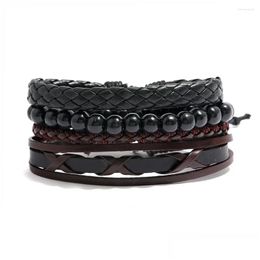 Charm Bracelets Bracelet Jewellery Vintage Woven Mtilayer Leather Cord Set Mens Drop Delivery Othr3