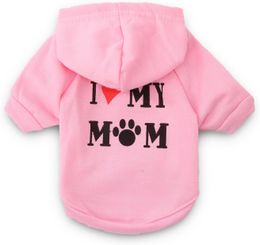 BEINWFYIY Small Girl Dog Shirts I Love My Mom Dog Hoodies Small Dogs Clothes XS Puppy Girl Hoodies Shirt