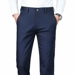 high Quality Luxury Straight Busin Suit Pants Men Bamboo Fibre Designer Autumn Winter Elegant Casual Lg Formal Trouser Male q9Ls#