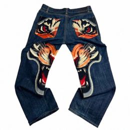 y2k Jeans Harajuku printing Hip Hop Oversized Baggy Jeans Black Vintage Denim Pants Men Women Gothic Wide Trousers Streetwear Y3ED#