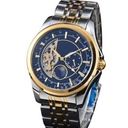 Hot Selling Century Old Brand Tourbillon Mechanical Sun, Moon, Stars, Timing Series Functional Watch Calendar Gold