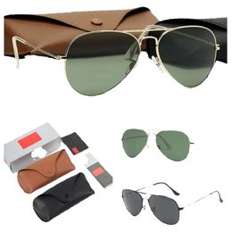 Tasarımcı Aviator 3025R Erkekler İçin Güneş Gözlüğü Raycans Gözlükleri Kadın UV400 Koruma Gölgeleri Gerçek Cam Lens Altın Metal Çerçeve Orijinal Balıkçı Sunnies'i Sürüş