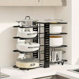 1pc Utensil Vertical Detachable Rack, Multi-functional Iron Pot Holder, Large Capacity Space-saving Storage Organizer, for Appliance, Organisers and Storage,