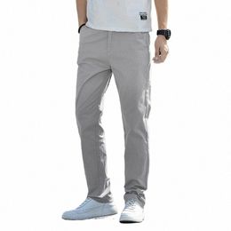 2023 Men Casual Pants Loose Straight Breathable Four Seass Tousers for Men Khaki Daily Work Busin Streetwear Pants Male Q2p0#