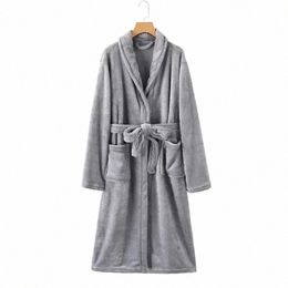 warm Bathrobe Fleece Men's Gown Plus Veet Winter Robe Couple Night Autumn Sleepwear Thicken Flannel Coral Women's s03B#