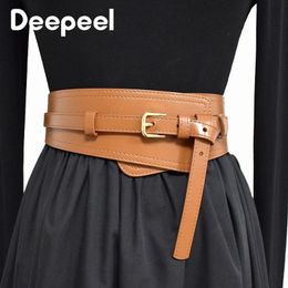 NY LA GM 1Pc Deepeel Fashion Womens Cowskin Cummerbund Wide Belt Dress Coat Girdle Designer Corset Female Decorative Waistband 240315 DBG MLB