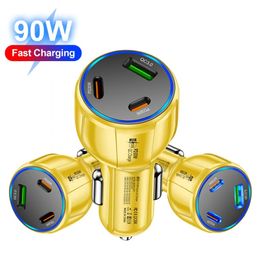 90W Dual PD Car Charger USB Type C Fast Charging Car Phone Charger Quick Charge 3.0 Charger Adapter For iPhone 15 14 Samsung S24 Xiaomi LG