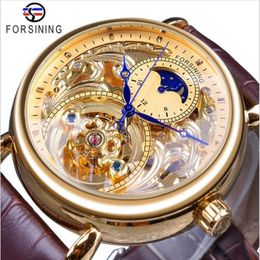 Top sell Forsining fashion man watches Mens Mechanical Automatic Watch stainless steel wrist watch for man Leather strap For05250Z