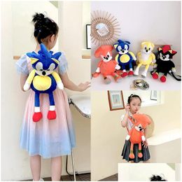 Plush Backpacks Big Belly Sonic P Toys Backpack Stuffed Animals Garten Baby Anti-Lost Schoolbag Childrens Gifts Drop Delivery Dh0Eo