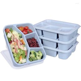 Dinnerware Sets 4 Packs BPA-Free Meal Prep Plastic Lunch Containers With Compartments Reusable Bento Box For Kids/Toddler
