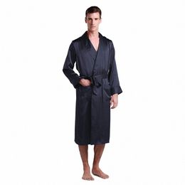 lilysilk Silk Robe Sleepwear Kimo Men Luxury Natural Lg Length Lapel Collar 22 momme Men's Clothing Free Ship e69k#
