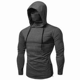 ninja Mask Lg Sleeved Hoodie Men Autumn Streetwear Large Open-forked Hip Hop Mens Sweatshirts Tops Gym Hooded Sudaderas Hombre r0cz#