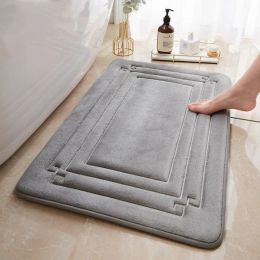 Mats Inyahome Memory Foam Bath Mat Bathroom Rug Non Slip Super Absorbent Floor Mats Velvet Bathmats Washable Carpet Thick Foam Mats