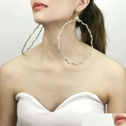Dangle Chandelier Earrings Punk 120Mm Metal Big Hoop For Women Alloy Winding Sparkling Korean Charm Fashion Jewellery Bride Accessories Otrac