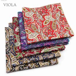 Handkerchiefs Large size 34cm Paisley printing handle% cotton womens and mens pockets square dress tailcoat set Hanky bow accessories gift Y240326
