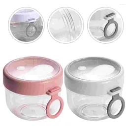 Storage Bottles 2pcs Lidded Oatmeal Cup Overnight Sealed Breakfast Containers With Spoons