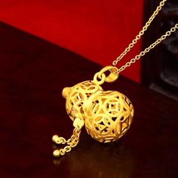 Pendant Necklaces Pure gold new gold sand blasting ancient gourd pendant live yellow 24k gold pendantC24326