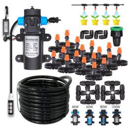 Kits 8/11mm Hose Garden Watering System 45/60/80/100W SelfPriming Pump Irrigation Kit for Greenhouse Misting Cooling Drip Device