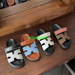 Summer Slippers Chypre Sandals Genuine Korean Flat Slippers 2024 Summer New Vacation Thick Sole Casual Sandals Slippers for Womens Outwear B have logo HBZZ