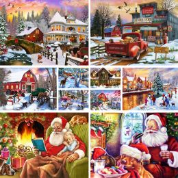 Number Landscape Christmas DIY Paint By Numbers Package Acrylic Paints 50*70 Oil Painting New Design For Adults Handicraft For Drawing