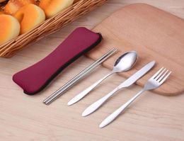 Chopsticks Flatware Set Stainless Steel Picnic Portable Kitchen Cutlery Fork Spoon Dinner Utensils Camping Home Lunch Durable11321812