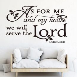 Stickers As For Me House We Servie The Lord Bible Verse Wall Sticker Living Room Bedroom Lord Jesus Wall Decal Vinyl Home Decor WL1761