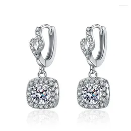 Stud Earrings S925 Sterling Silver Simple Ear Hang Plated With Pt950 Mosonite Full Diamond Wholesale Of Wedding Jewelry