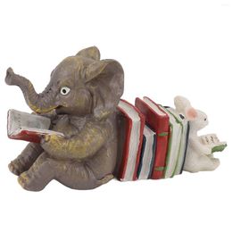 Decorative Figurines Figurine Statue Ornament Elephant Reading Resin Long Lasting Garden Sculpture Decor For Desk Outdoor Yard Office