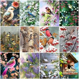 Stitch AZQSD Diamond Painting Birds Full Square Diamond Embroidery Animal Mosaic Winter Picture Of Rhinestones Cross Stitch Home Decor