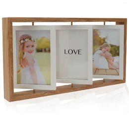 Frames Rotating Picture 4x6 Floating Po Frame With Glass Front Display 6 Pos Double-Sided Decorative Rustic