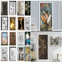 Stickers 3D Vision PVC Door Sticker Wallpaper For Living Room Bedroom Decor Adhesive Removable Wall Poster Home Design Mural Deurstickers