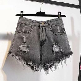 Women's Shorts Short Pants For Woman To Wear Denim Ripped Beach With Waist Pocket Jeans Blue Design Fashion Offer