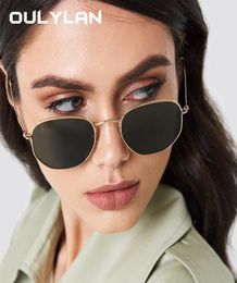 Oulylan Polygon Sunglasses Women Vintage Brand Small Frame Metal Sun Glasses Shades Men UV400 Clear Lens Sunglass Goggles Female5723483