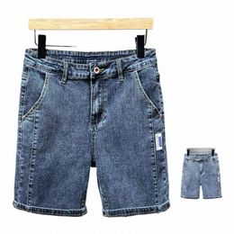 Summer Shin New Men Busin Denim Shorts Fi Casual Stretch Jeans Short Bermuda Masculina Men Abbigliamento Ropa Hombre 83M0#