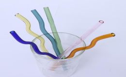 8x200mm Reusable Eco Borosilicate Glass Drinking Straws High temperature resistance Clear Coloured Bent Straight Milk Cocktail Stra7981359