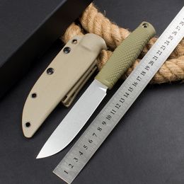 1Pcs New H3887 High End Straight Knife 14C28N Stone Wash Blade Full Tang Kraton Handle Outdoor Camping Hiking Survival Knives with Kydex