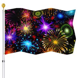 Accessories Sparkling Fireworks Flag Vivid Color with Brass Grommets Flags House Indoor Outdoor Decor for Celebration Holiday Polyester Flag