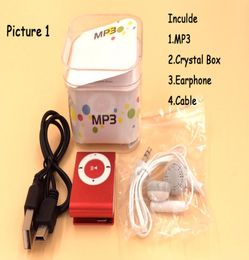 Whole Mini Clip MP3 Player Factory Come With Crystal Box Earphones USB Cable Support TF Card Micor SD Card2039622