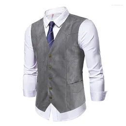 Men's Vests Suit Vest V-neck Slim Fit Casual Formal Business Dress Retro Style