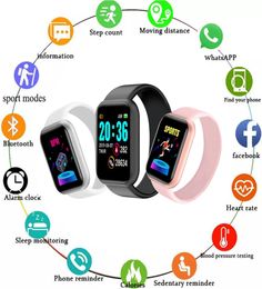 Monitoring MultiFunction Reminder Sleep Monitoring Y68 Smart Watch Heart Rate Blood Pressure Blood Oxygen8091083