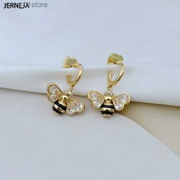 Earrings Necklace Cute Casual Style Zircon Glaze Colour Gold Plated Funny Little Bee Stainless Steel Earrings Necklace Set L240323