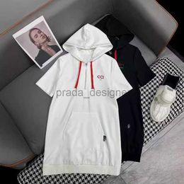 Designer Women's Basic Casual Dresses Spring and Summer New Age Reducing Sweet Girl Style Loose and Contrast Colored Letter Embroidered Hooded Short sleeved Dress