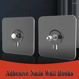 Hooks PVC Strong Adhesive Nails Hook Wall Poster Seamless Waterproof Durable Transparent Kitchen Bathroom Screw Hanger