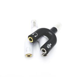 35mm Splitter Stereo Plug Ushape Audio Mic Headphone Earphone Splitter Adapters for Smartphone MP3 MP4 Player4485934