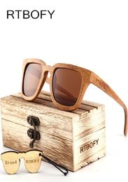 RTBOFY 2017 Wood Sunglasses Men Square Bamboo Sunglasses Vintage Wood HD Lens Frame Handmade Sun Glasses For Men Eyewear 5805968