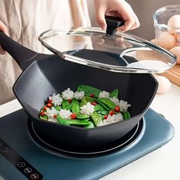 1pc Non-stick Frying Pan with Lid Universal Cooking Pot Gas Magnetic Stoves - Kitchen Supplies Cookware for Home, Restaurant, and Hotel Use