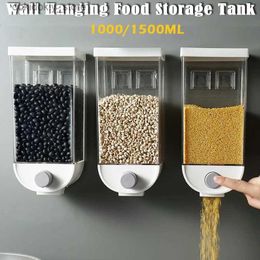 Food Jars Canisters Wall mounted food storage box kitchen storage tank plastic container storage tank rainwater storage tank rice and oat dispenserL24326