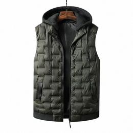 men's Hooded Vests with Detachable Cap Windproof Warm Winter Vests for Men Solid Thicken Sleevel Waistcoat Plus Size 8XL h1Zd#