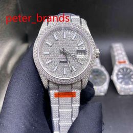 Diamond stainless steel 39mm shiny case automatic all white smooth sweeping hands diamonds everythere in buckle water resistant hi290s