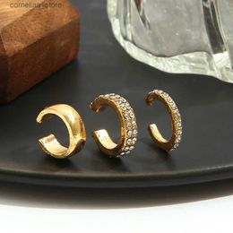 Ear Cuff Ear Cuff Womens stainless steel earrings fashionable gold small and large circular earrings punk hip-hop Jewellery accessories Y240326